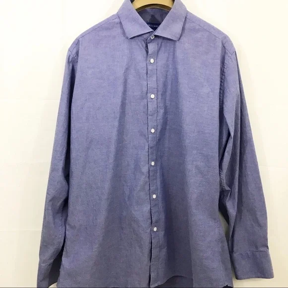 Vince Camuto Shirt Slim Fit Chambray Button Front Long Sleeves - Picture 2 of 8